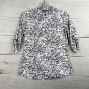 GoLite Shirt Women's XS Purple Paisley 1/2 Button Roll Up Sleeve 100% Cotton